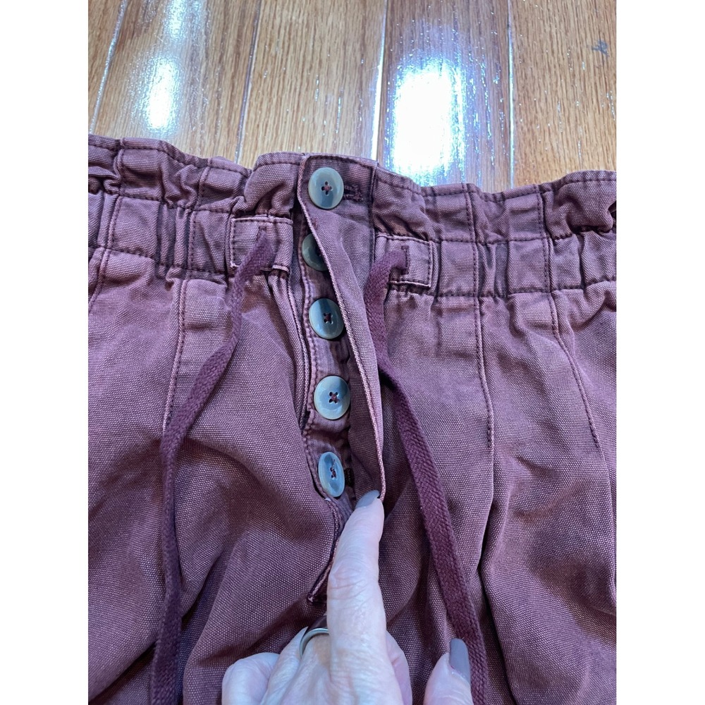 Free People Pants Womens S Purple Cotton Paperbag Waist Tapered Boho Slouchy Y2K - Picture 4 of 12